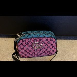 Women’s Designer Inspired Pink Multicolored Canvas Crossbody Handbag